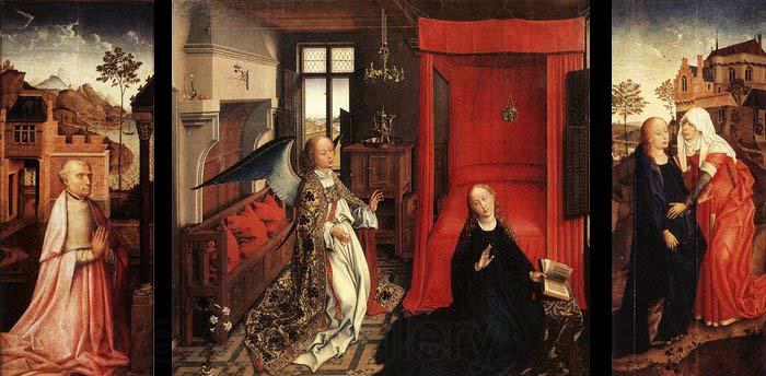 WEYDEN, Rogier van der Annunciation Triptych Spain oil painting art